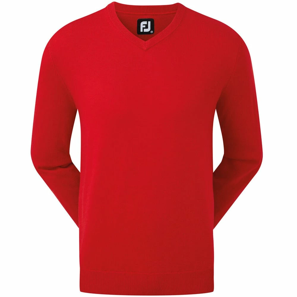 Footjoy Wool Blend V-Neck Pullover - Red 3 Footjoy Wool Blend V-Neck Pullover - Red