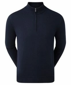 FootJoy Wool Blend 1/2 Zip Lined Pullover - Navy