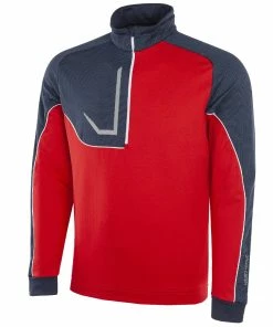 Galvin Green Daxton Insula 1/2 Zip Sweater - Red/Navy