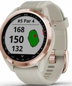 Garmin Approach S42 Golf GPS Watch - Rose Gold/Sand -Second Hand Clubs Sales garmin approach s42 golf gps watch rose goldsand 1