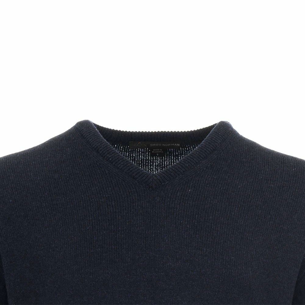 Greg Norman By ProQuip Lambswool Water Repellent V-Neck Golf Sweater - Navy 4 Greg Norman By ProQuip Lambswool Water Repellent V-Neck Golf Sweater - Navy - Image 2