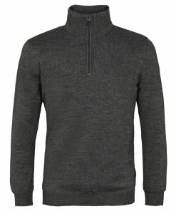 Island Green Supersoft Fine Knit 1/2 Zip Sweater - Dark Charcoal