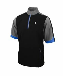 Island Green 1/4 Zip Short Sleeve Wind Top - Black/Grey