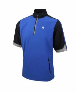 Island Green 1/4 Zip Short Sleeve Wind Top - Rich Blue/Grey