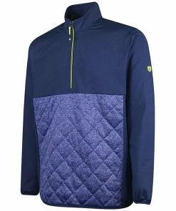 Island Green 1/4 Zip Wind Jacket - Navy/Marine Marl/Lime