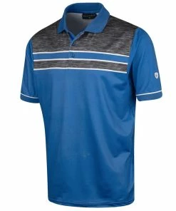 Island Green Chest Panel Polo Shirt - Mid Blue