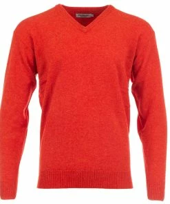 ProQuip Lambswool Water Repellent V Neck Golf Sweater - Inferno