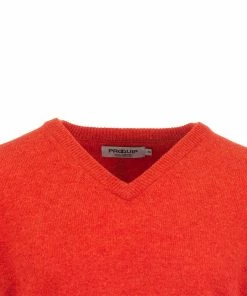 ProQuip Lambswool Water Repellent V Neck Golf Sweater - Inferno -Second Hand Clubs Sales lambswool v neck inferno orange 3