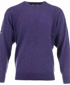 ProQuip Lambswool Water Repellent Crew Neck Golf Sweater - Purple