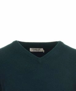 ProQuip Lambswool Water Repellent V Neck Golf Sweater - Tartan Green -Second Hand Clubs Sales lmbswool repellant v neck mariner tartan green 2