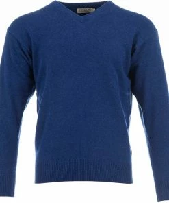 ProQuip Lambswool Water Repellent V Neck Golf Sweater - Persian Blue
