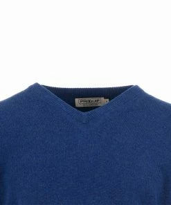 ProQuip Lambswool Water Repellent V Neck Golf Sweater - Persian Blue -Second Hand Clubs Sales lmbswool repellant v neck persian blue 3