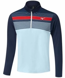Mizuno Breeze Elite Stripe 1/4 Zip Pullover - Navy/Blue