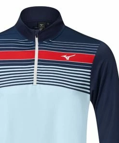 Mizuno Breeze Elite Stripe 1/4 Zip Pullover - Navy/Blue -Second Hand Clubs Sales mizuno breeze elite st 14 zip jacket blue navy 2