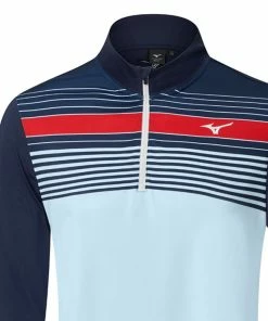 Mizuno Breeze Elite Stripe 1/4 Zip Pullover - Navy/Blue -Second Hand Clubs Sales mizuno breeze elite st 14 zip jacket blue navy 3