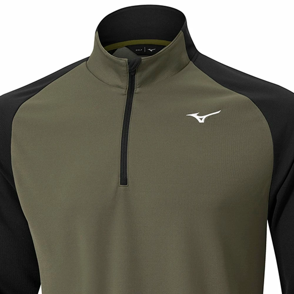 Mizuno Winter Breeze Bloc 1/4 Zip Pullover - Olive 4 Mizuno Winter Breeze Bloc 1/4 Zip Pullover - Olive - Image 2