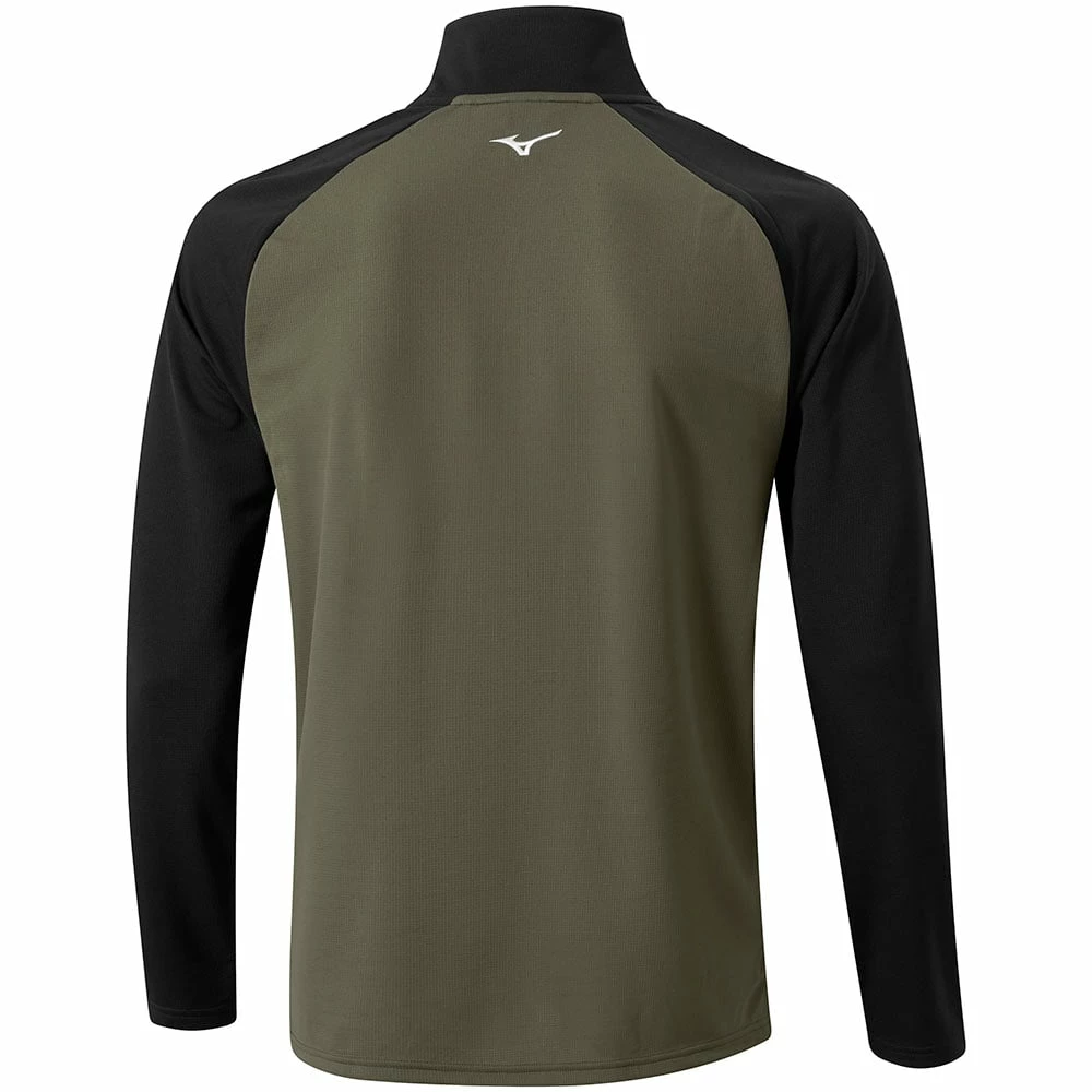 Mizuno Winter Breeze Bloc 1/4 Zip Pullover - Olive 5 Mizuno Winter Breeze Bloc 1/4 Zip Pullover - Olive - Image 3