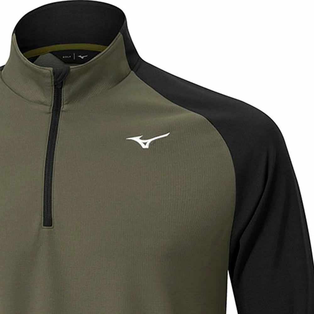 Mizuno Winter Breeze Bloc 1/4 Zip Pullover - Olive 7 Mizuno Winter Breeze Bloc 1/4 Zip Pullover - Olive - Image 5