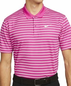 Nike Dri-FIT Victory Striped Polo Shirt - Active Pink/White