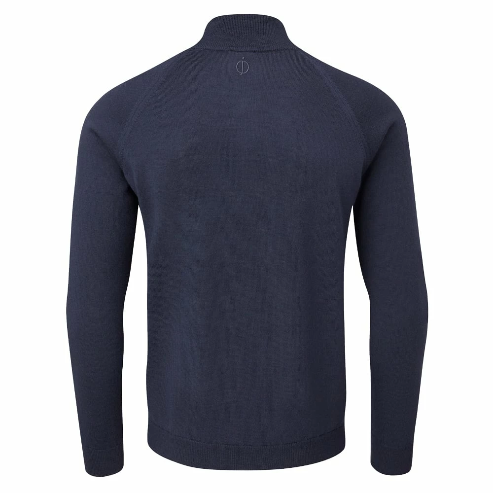 Oscar Jacobson Warwick Zip Neck Merino Sweater - Navy 4 Oscar Jacobson Warwick Zip Neck Merino Sweater - Navy - Image 2
