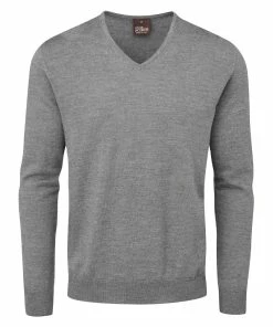 Oscar Jacobson Weston V-Neck Merino Sweater - Dark Grey