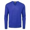 Oscar Jacobson Weston V-Neck Merino Sweater - Royal Blue -Second Hand Clubs Sales ojknt0008 weston royal blue 01