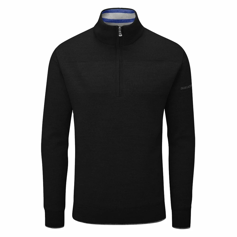 Oscar Jacobson Anders Lined 1/2 Zip Sweater - Black 3 Oscar Jacobson Anders Lined 1/2 Zip Sweater - Black