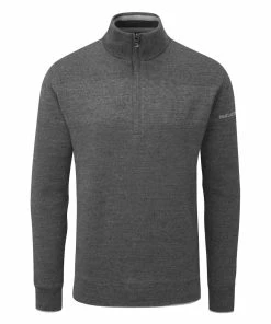 Oscar Jacobson Anders Lined 1/2 Zip Sweater - Pewter Marl