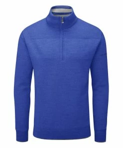 Oscar Jacobson Anders Lined 1/2 Zip Sweater - Royal Blue