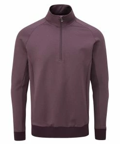 Oscar Jacobson Trent Tour Zip Neck Sweater - Plum
