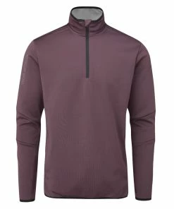 Oscar Jacobson Thorpe 1/2 Zip Fleece Pullover Top - Plum