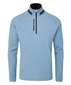 Oscar Jacobson Thomson Zip Neck Sweater - Light Blue