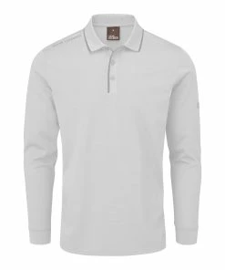 Oscar Jacobson Sheldon Long Sleeve Polo Shirt - White