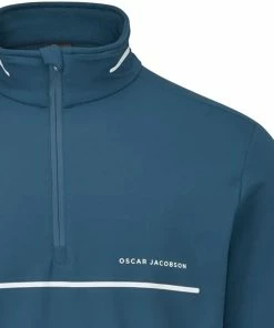 Oscar Jacobson Darwin 1/4 Zip Pullover - Teal/White -Second Hand Clubs Sales oscar jacobson darwin 14 zip pullover tealwhite 3