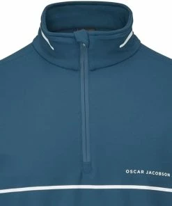 Oscar Jacobson Darwin 1/4 Zip Pullover - Teal/White -Second Hand Clubs Sales oscar jacobson darwin 14 zip pullover tealwhite 5