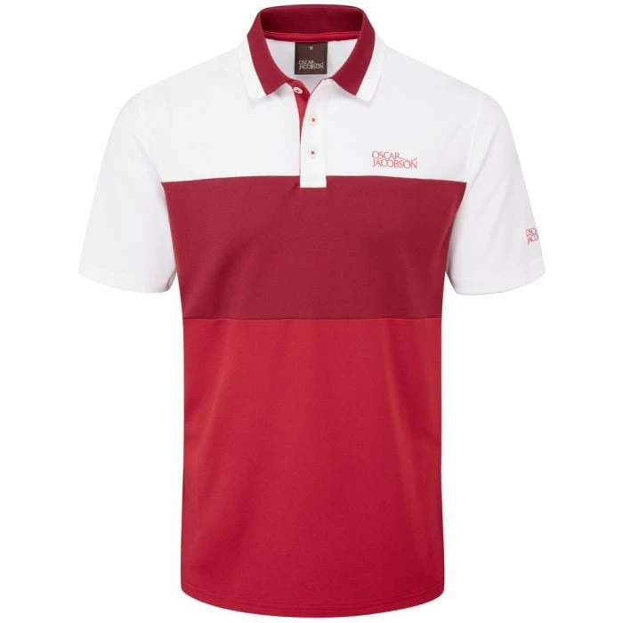 Oscar Jacobson Fulmer Polo Shirt - White/Red/Dark Red 4 Oscar Jacobson Fulmer Polo Shirt - White/Red/Dark Red - Image 2