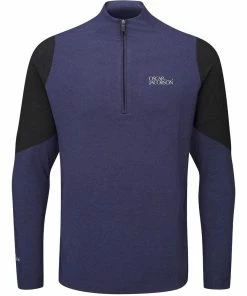 Oscar Jacobson Lodstock Tour Mid Layer 1/2 Zip Pullover - Navy Marl