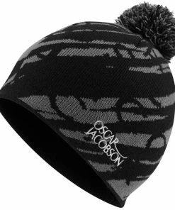 Oscar Jacobson Memphis Knitted Bobble Hat - Black/Pewter