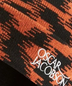 Oscar Jacobson Miller Knitted Bobble Hat - Black/Orange Rust -Second Hand Clubs Sales oscar jacobson miller knitted bobble hat rust 2
