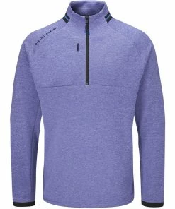 Oscar Jacobson Tarren Mid Layer 1/2 Zip Pullover - Blue Marl