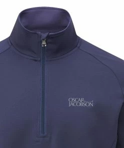Oscar Jacobson Trent Tour Mid Layer 1/2 Zip Pullover - Solid Navy -Second Hand Clubs Sales oscar jacobson trent tour mid layer pullover solid navy 2