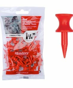 Masters Plastic Graduated 1 1/4 Inch Red Tees - Pack Of 35
