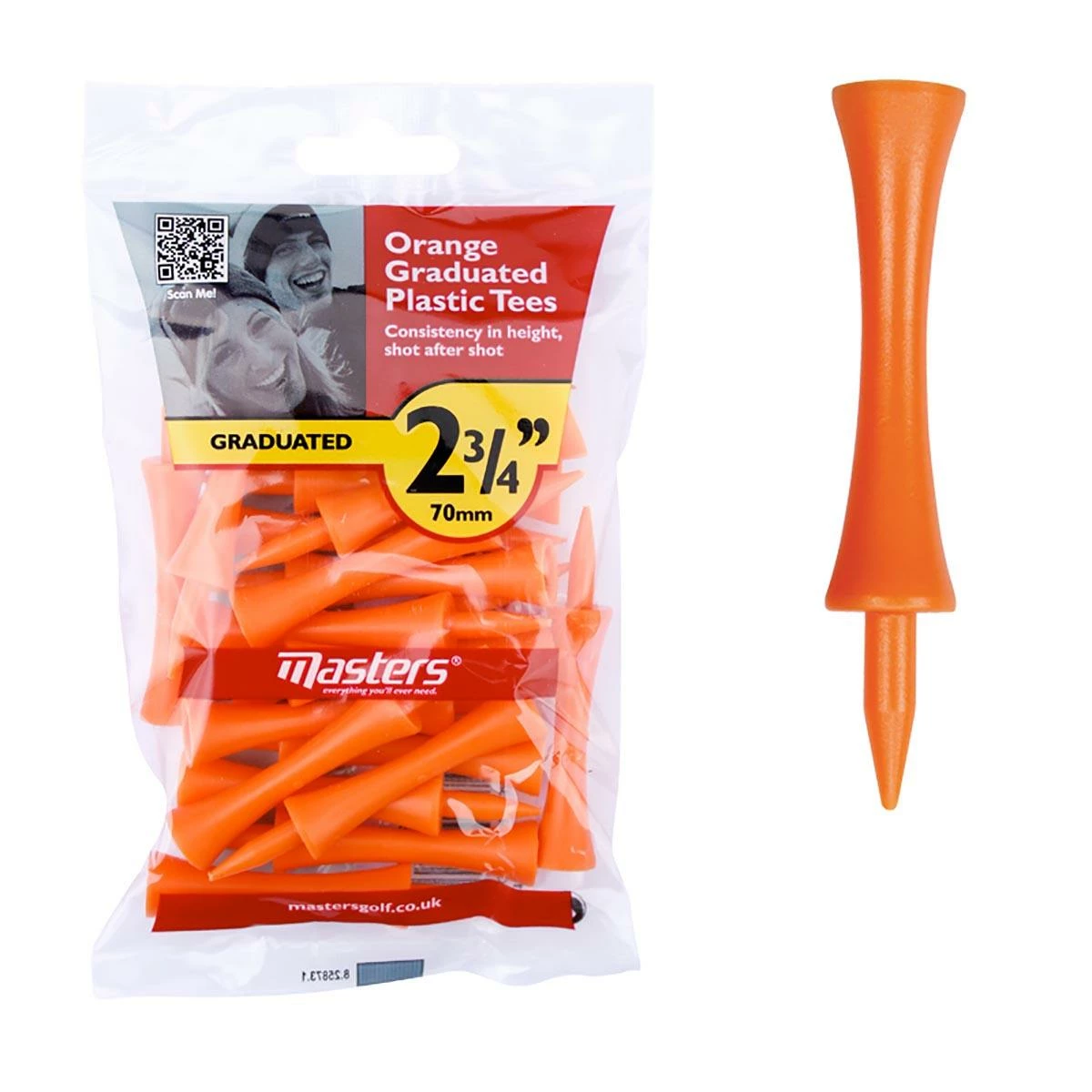 Masters Plastic Graduated 2 3/4 Inch Orange Tees - Pack Of 20