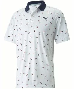 Puma Cloudspun Popsi-Cool Polo Shirt - Bright White/Ski Patrol