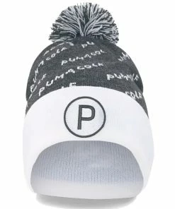 Puma P Removable Pom Beanie Hat - Black/Bright White -Second Hand Clubs Sales puma p removable pom beanie hat blackbright white 3
