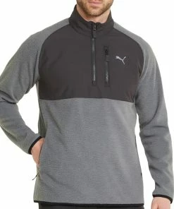Puma Sherpa 1/4 Zip Pullover - Quiet Shade/Black -Second Hand Clubs Sales puma sherpa 14 zip pullover quiet shadeblack 3