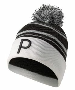 Puma P Removable Pom Beanie Hat - Puma Black/Bright White