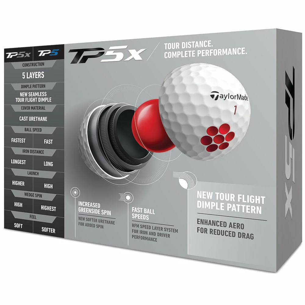 TaylorMade TP5x Golf Balls - White - 12 Pack 5 TaylorMade TP5x Golf Balls - White - 12 Pack - Image 3