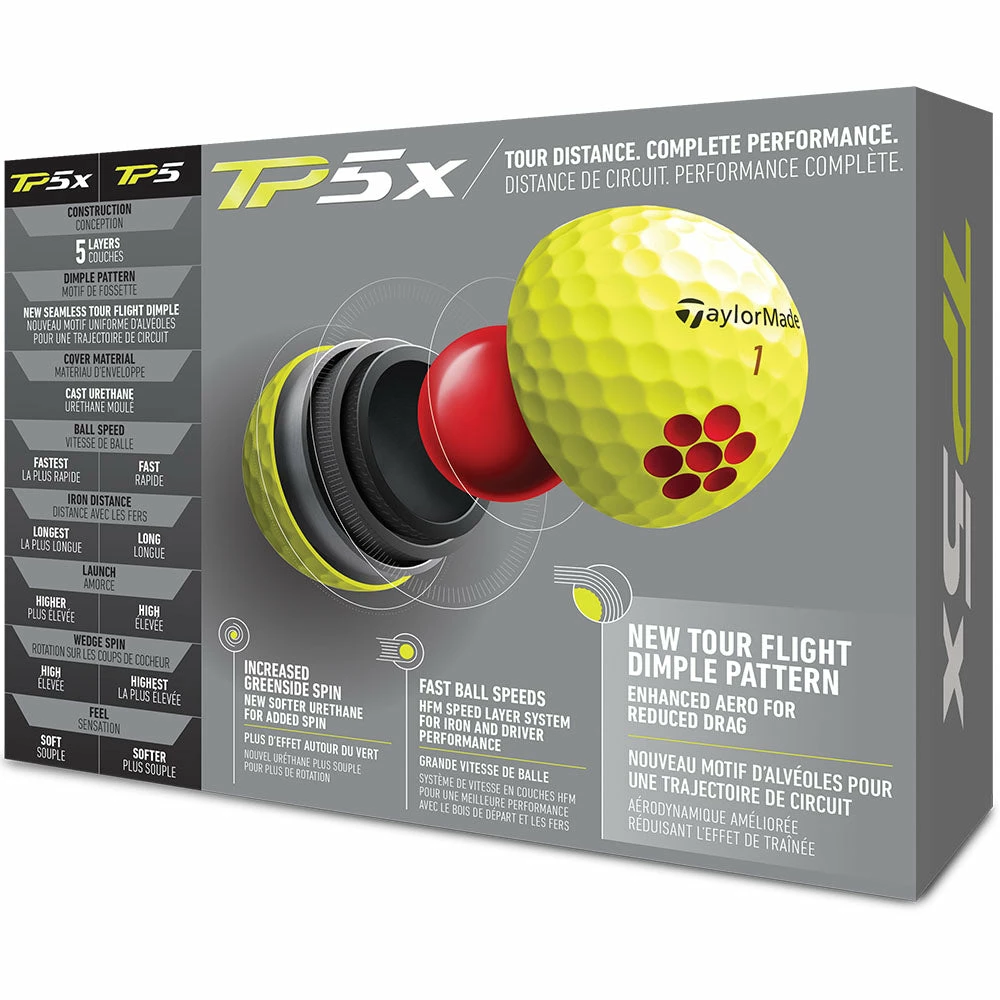TaylorMade TP5x Golf Balls - Yellow - 12 Pack 5 TaylorMade TP5x Golf Balls - Yellow - 12 Pack - Image 3