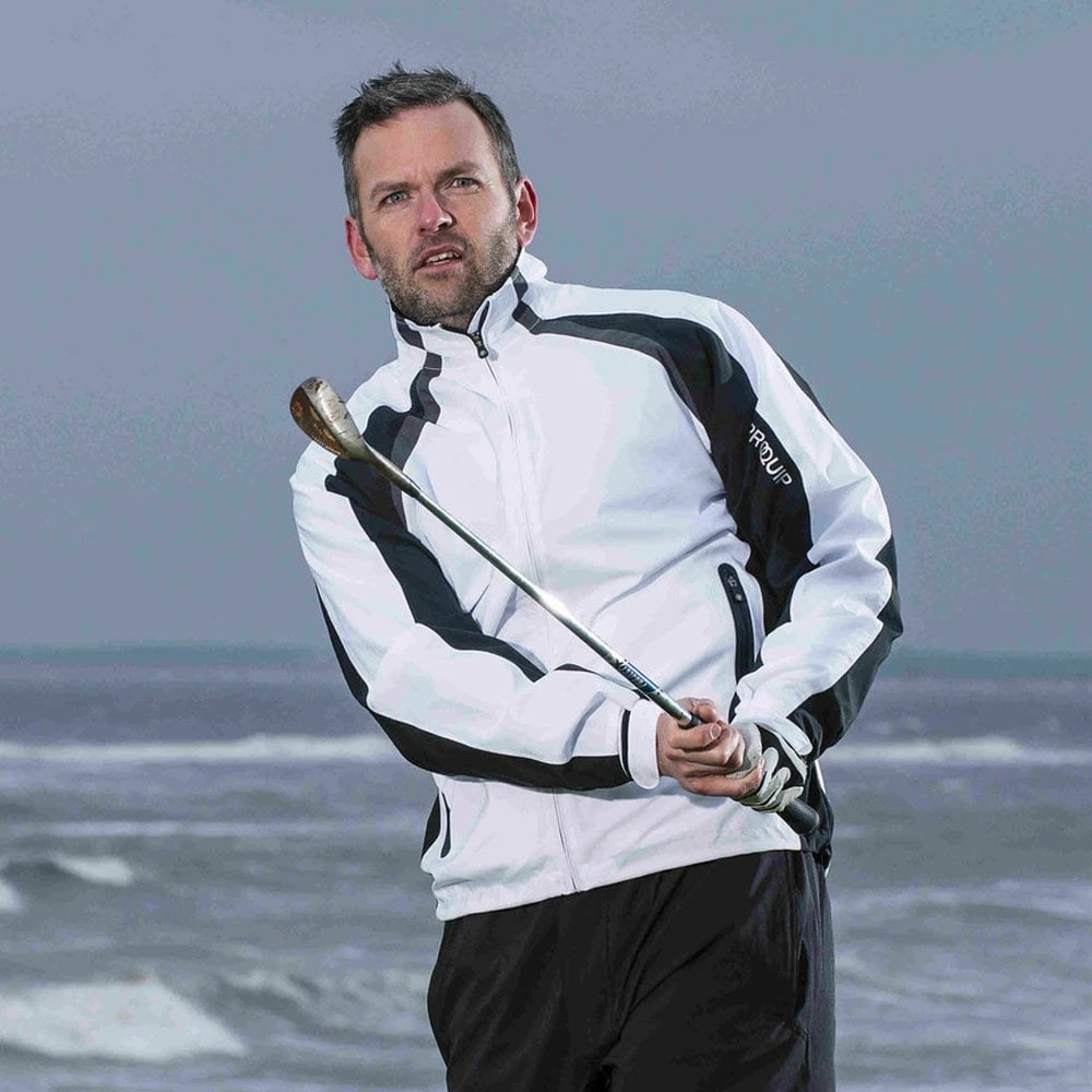 ProQuip Golf Trophy Waterproof Jacket - White/Black/Grey 4 ProQuip Golf Trophy Waterproof Jacket - White/Black/Grey - Image 2
